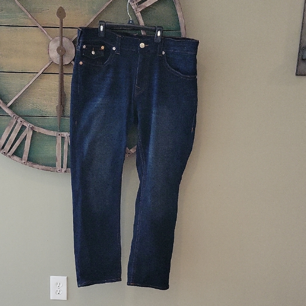 True Religion Ricky Flap Pocket Blue Relaxed Straight Jeans Classic Style